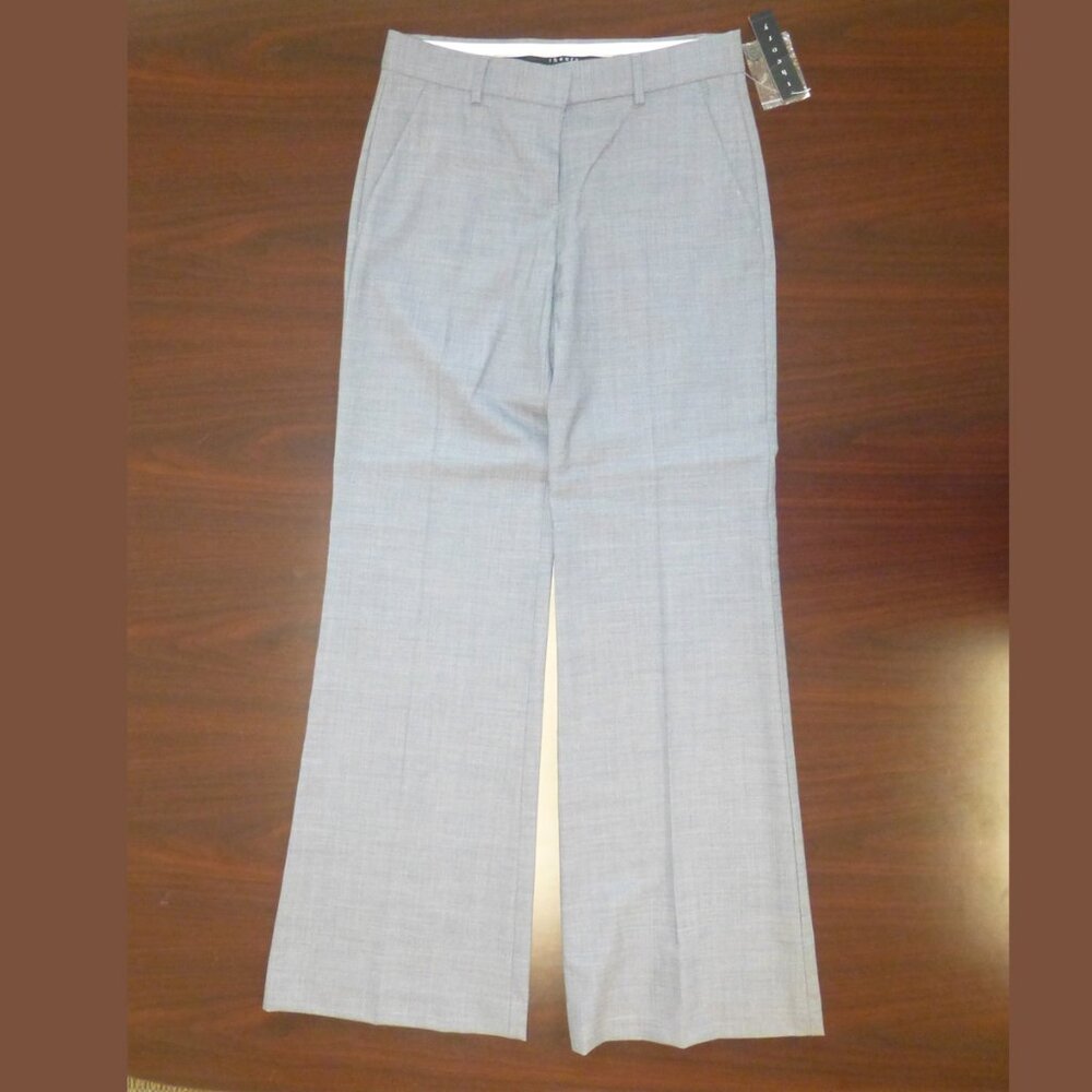 THEORY EMERY WOOL TROUSERS IN LIGHT GRAY SZ 0 NWT